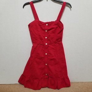 Zara dress Small button up front sleeveless peplum ruffle hem thick strap mini